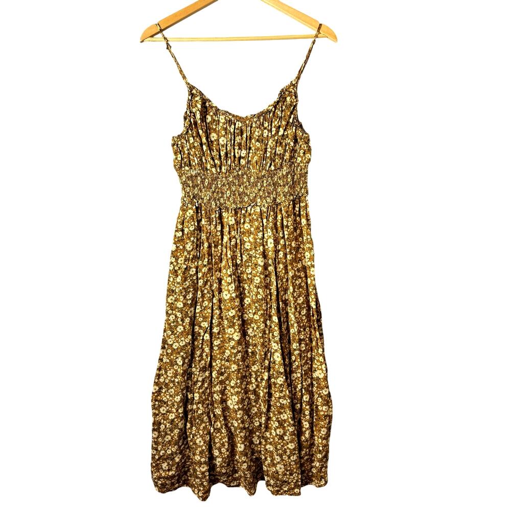 Midi Dress Floral Babydoll Milkmaid Bohemian Lightweight Festival Hippie Cottage